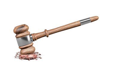 Coronavirus Katili - Tahta Çekiç Ezici Coronavirüs Bakterisi - Kavram Sanatı - beyaz arka planda izole edilmiş - 3D