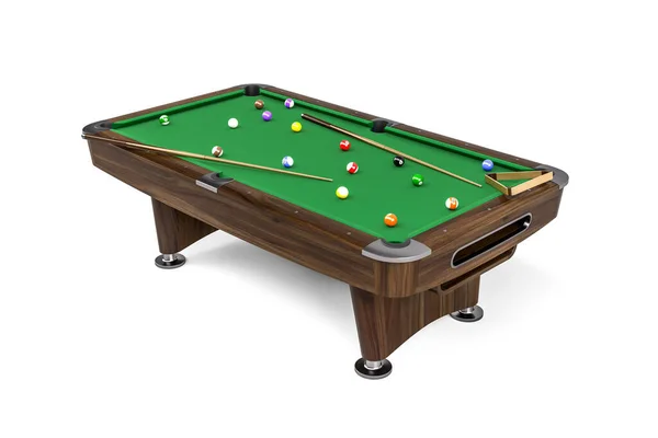Beyaz arkaplanda izole edilmiş bilardo masası - 3d oluşturma
