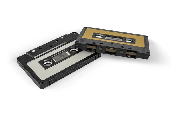 Twee Cassette Tapes Geïsoleerd Een Witte Achtergrond Render — Stockfoto