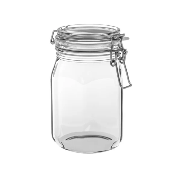 白い背景に隔離された空の六角形のガラス瓶 3Dレンダリング — ストック写真