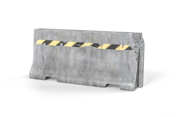 Damaged Faded Concrete Barricade Isolated White Background Render — Stock Photo, Image