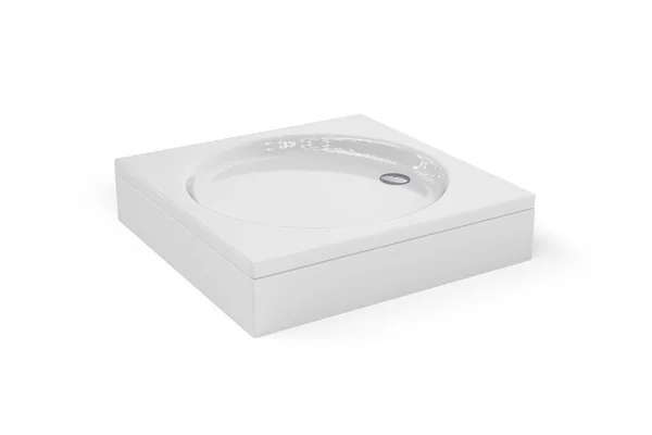 Kare duş tepsisi beyaz arkaplanda izole edildi - 3d görüntüleme