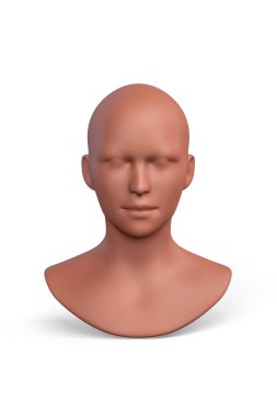 Kadın başlı bir manken - beyaz üzerine izole edilmiş ön görüş - 3 boyutlu görüntüleme
