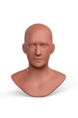 Erkek başlı bir manken - beyaz üzerine izole edilmiş ön görüş - 3D görüntüleme