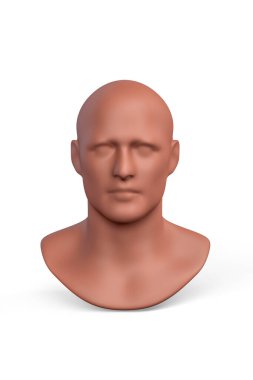 Erkek başlı bir manken - beyaz üzerine izole edilmiş ön görüş - 3D görüntüleme