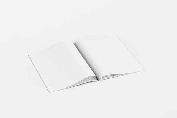 Prázdný Otevřený Časopis Formátu Bílém Pozadí Maketa Ilustrace — Stock fotografie