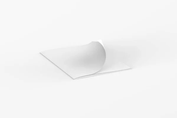 Blank Magazine Size White Background Magazine Folded Page Mockup Illustration — Stock Photo, Image