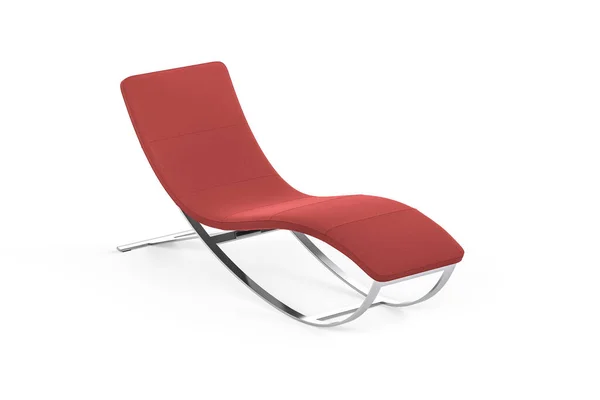 Chaise Longue Vermelho Pernas Metal Cromado Fundo Branco Renderização — Fotografia de Stock