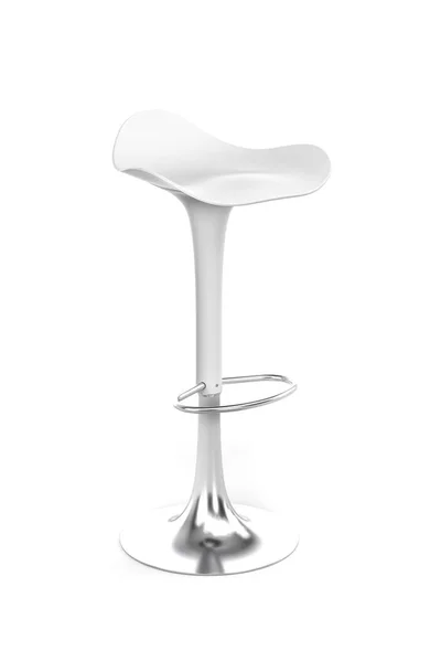 Modern White Bar Stool Chrome Metal Leg Render — Stock Photo, Image