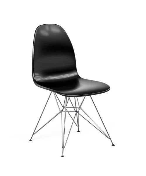 Black Designer Chair Chrome Metal Legs Isolated White Background Render — Stock Photo, Image