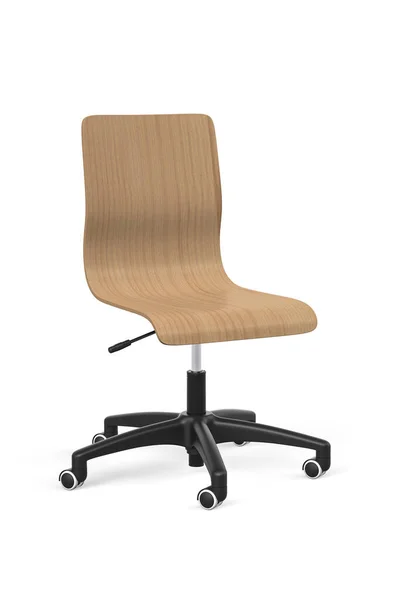 Wooden Office Chair Metal Leg Five Wheels Isolated White Render — Stock Photo, Image