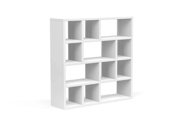 Librería Madera Blanca Sobre Fondo Blanco Render — Foto de Stock