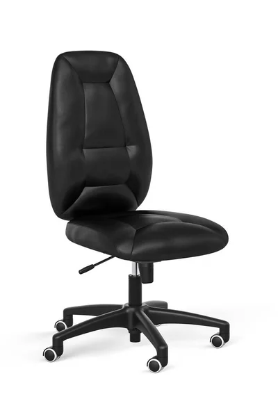 Silla Oficina Cuero Negro Aislada Blanco Render — Foto de Stock