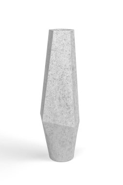 Altıgen boyunda, beyaz üzerine izole edilmiş bir vazo.