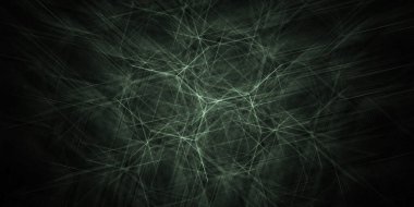 Soyut geometrik arkaplan - Siyah ve yeşil renkli dinamik parlayan geçiş çizgilerinin bileşimi - 2d illüstrasyon