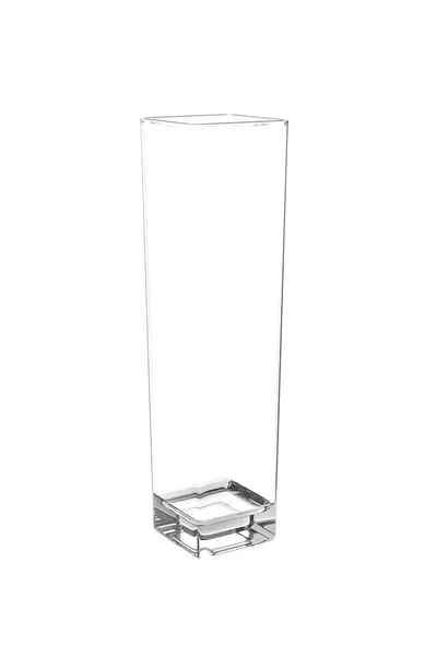 白い背景に隔離された正方形のガラス花瓶 3Dレンダリング — ストック写真