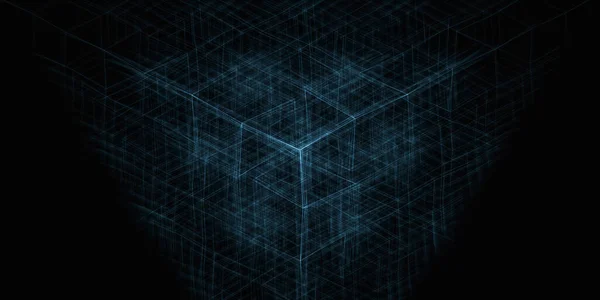 Abstract Geometric Background Composition Dynamic Glowing Crossing Lines Black Blue — Stock Photo, Image