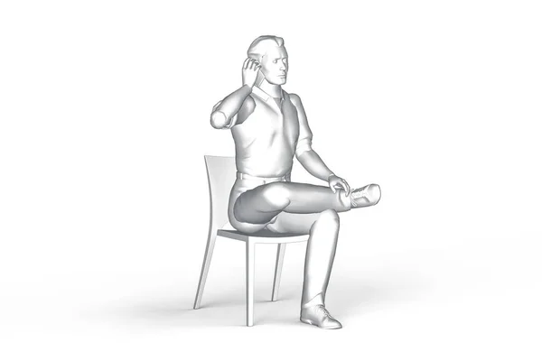 Hombre Está Sentado Una Silla Está Hablando Por Teléfono Ilustraciones — Foto de Stock