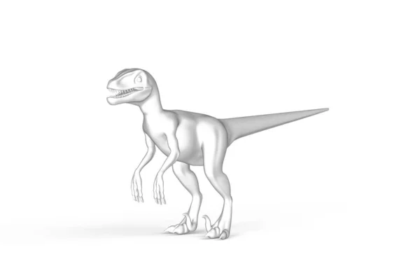 Velociraptor 白の背景に黒と白のグラフィック 3Dイラスト — ストック写真