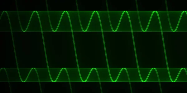 Abstract Achtergrond Groen Signaal Oscilloscoop Zwarte Achtergrond Illustratie — Stockfoto
