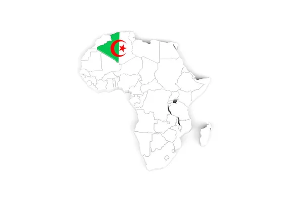 Africa Map Borders Marked Algeria Area Marked Algeria Flag Isolated — Stock Photo, Image