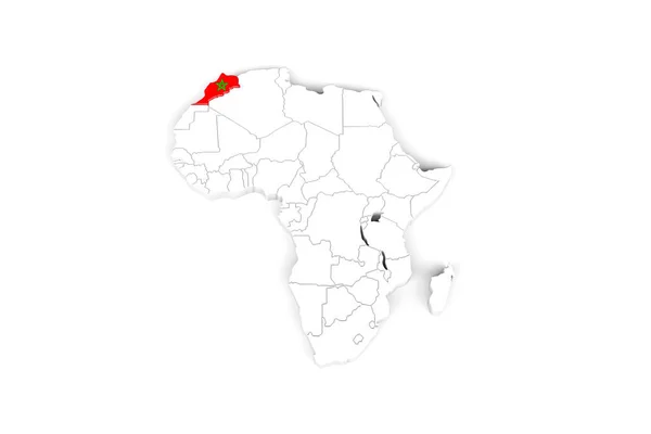 Afrika Mapa Vyznačenými Okraji Marocká Oblast Označená Marockou Vlajkou Izolované — Stock fotografie