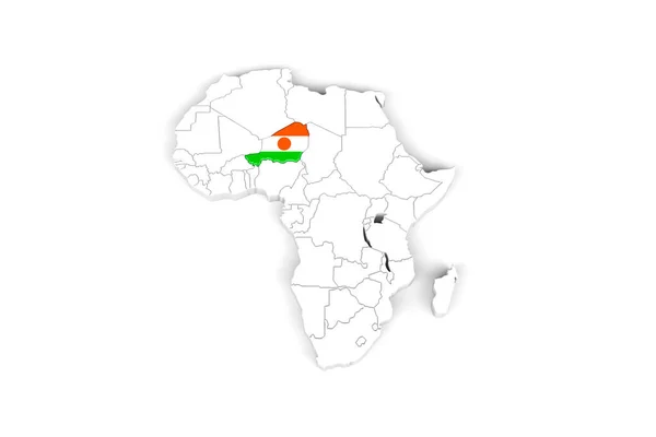 África Mapa Con Las Fronteras Marcadas Níger Zona Marcada Con —  Fotos de Stock