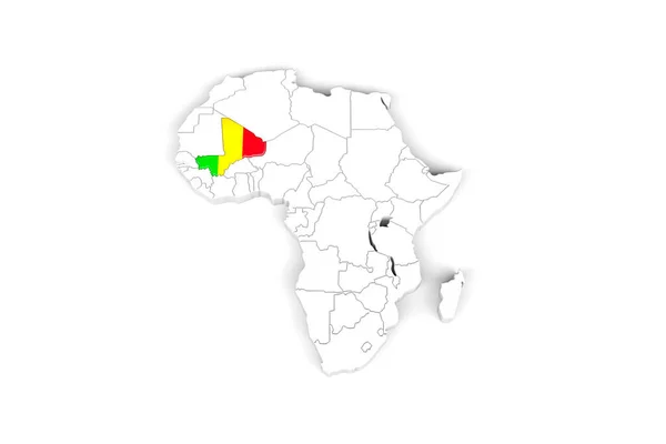 Afrika Karta Med Markerade Gränser Mali Området Markerat Med Mali — Stockfoto