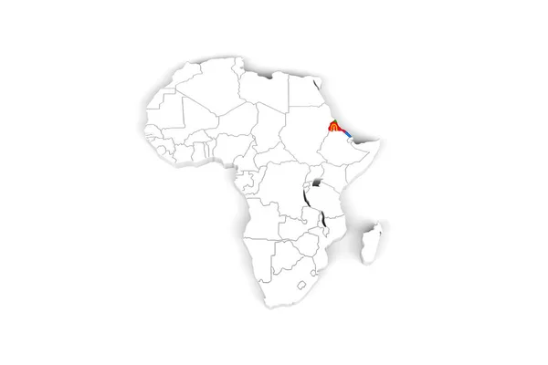Afrique Carte Avec Bordures Marquées Erythrée Marquée Avec Drapeau Érythréen — Photo
