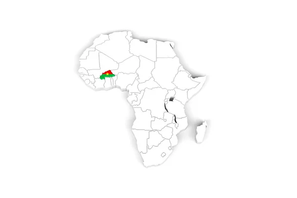 Afrika Karta Med Gränser Markerade Burkina Faso Område Markerat Med — Stockfoto