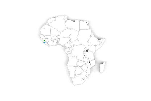 Африканська Карта Відміченими Кордонами Сьєрра Леоне Прапором Сьєрра Леоне Ізольованим — стокове фото