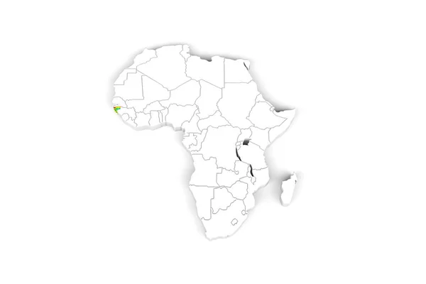 Африка Карта Відміченими Кордонами Гвінея Бісау Прапором Гвінеї Бісау Ізольований — стокове фото