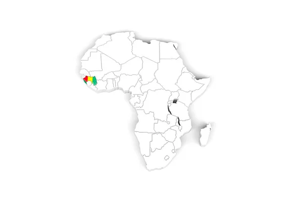 Αφρική Χάρτη Σύνορα Σημειώνονται Γουινέα Περιοχή Σημειώνονται Σημαία Γουινέας Απομονώνονται — Φωτογραφία Αρχείου