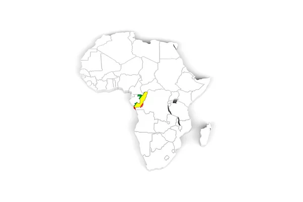 África Mapa Con Las Fronteras Marcadas Congo Zona Marcada Con —  Fotos de Stock