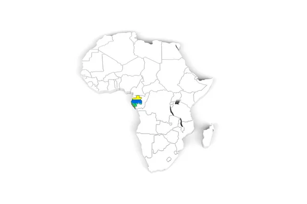 Afrika Karta Med Markerade Gränser Gabon Område Markerat Med Gabon — Stockfoto