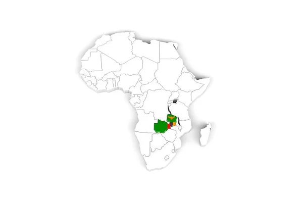 África Mapa Con Las Fronteras Marcadas Zambia Área Marcada Con —  Fotos de Stock