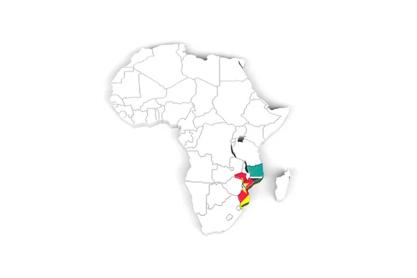 Afrika Karta Med Markerade Gränser Moçambique Område Markerat Med Moçambique — Stockfoto