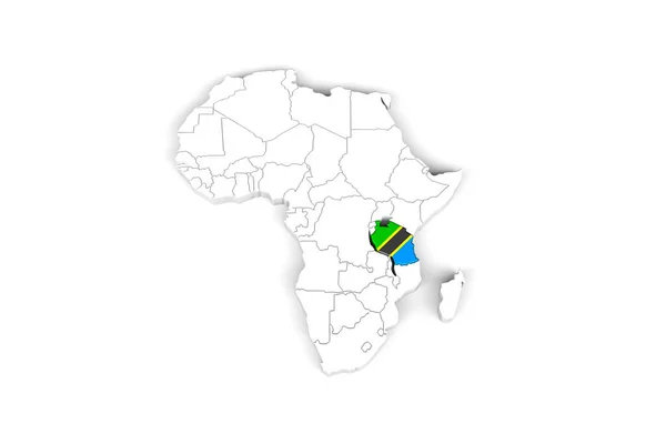 Afrika Térkép Határokkal Jelölt Tanzánia Terület Jelölt Tanzánia Zászló Elszigetelt — Stock Fotó