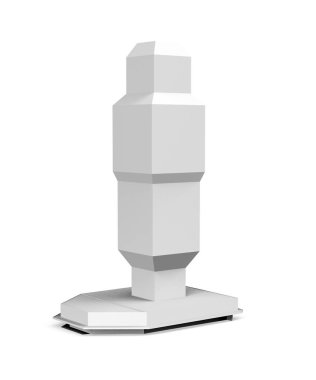 Beyaz arkaplanda beyaz şehir binası - kopyalama alanı - modelleme - 3B