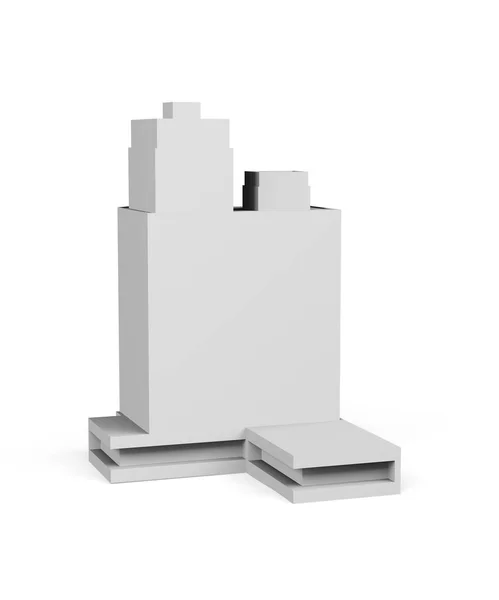 Edificio Ciudad Blanca Sobre Fondo Blanco Espacio Copia Maqueta Render — Foto de Stock