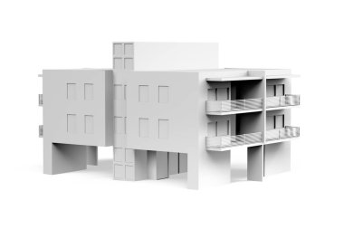 Metin - 3d oluşturma alanı olan beyaz arkaplan üzerinde model oluşturuluyor