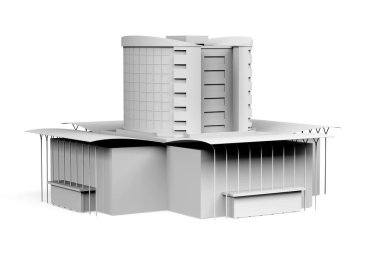 Metin - 3d oluşturma alanı olan beyaz arkaplan üzerinde model oluşturuluyor