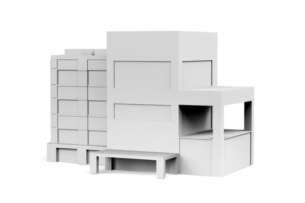 在白色背景上构建带有文本空间的模型 3D渲染 — 图库照片