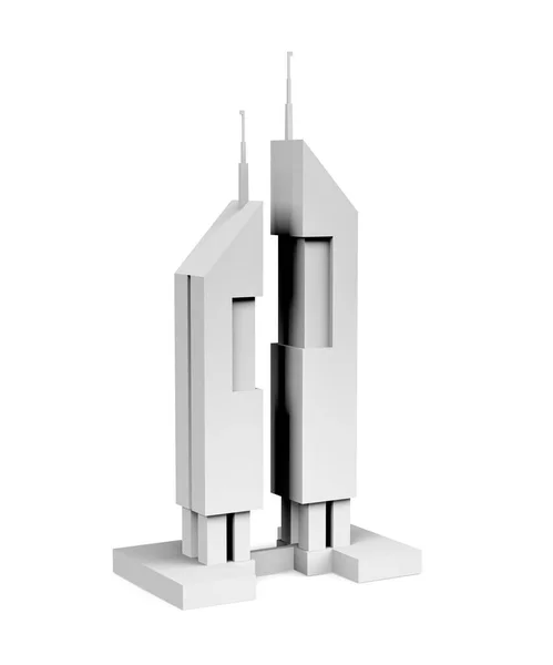 在白色背景上构建带有文本空间的模型 3D渲染 — 图库照片