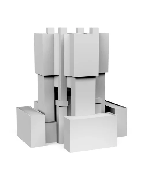 テキスト用スペース付きの白い背景にモックアップを構築する 3Dレンダリング — ストック写真