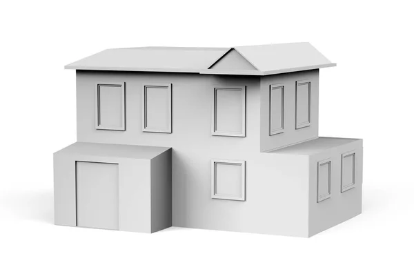 带有文本空间的白色背景的房屋模型 3D渲染 — 图库照片