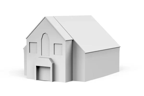 带有文本空间的白色背景的房屋模型 3D渲染 — 图库照片