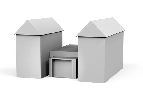 Haus Attrappe Auf Weißem Hintergrund Mit Platz Für Text Render — Stockfoto