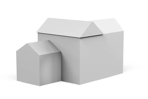 Haus Attrappe Auf Weißem Hintergrund Mit Platz Für Text Render — Stockfoto