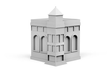 Metin - 3B oluşturma alanı olan beyaz arkaplan üzerindeki Castle modeli